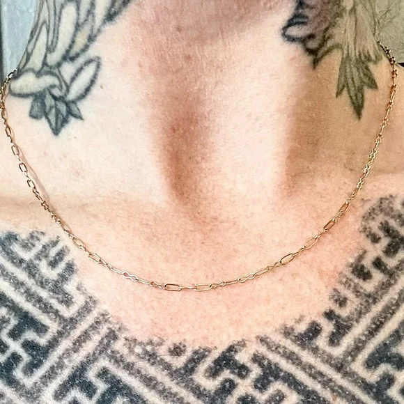 14k yellow gold vintage handmade link chain necklace - Picture 5 of 6